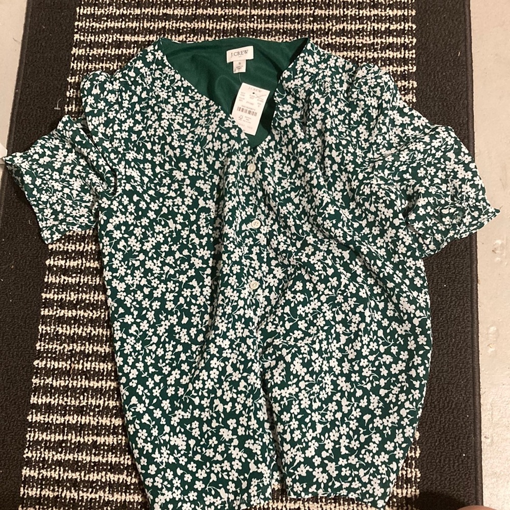Button front floral blouse